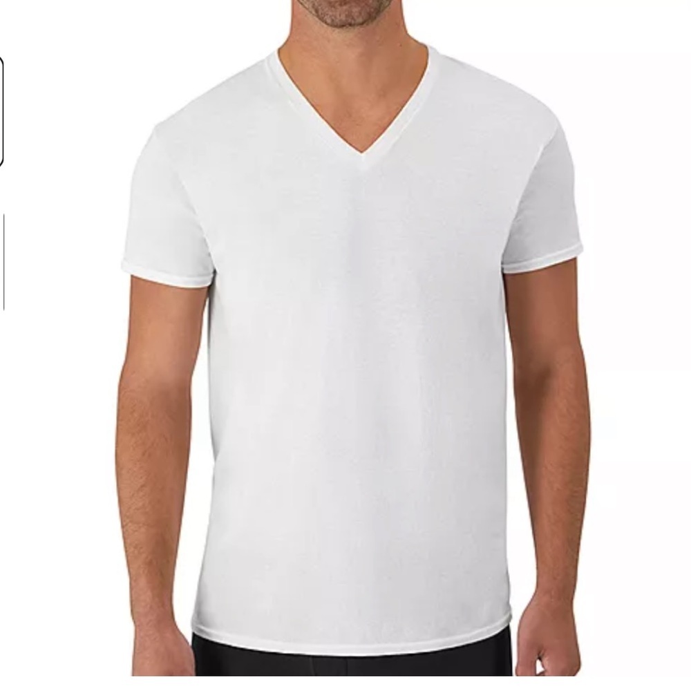 8 Hanes ComfortSoft V-Neck T-Shirt in White Sz XL New